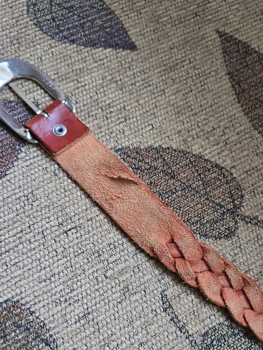 Braided Leather Women Belt - Chestnut Brown - Picture 6 of 6